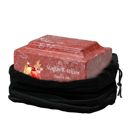 Two Cardinals Watercolor Classic Cultured Marble Cremation Urn