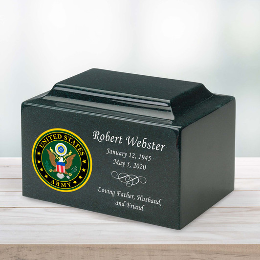 Army Classic Cultured Marble Cremation Urn