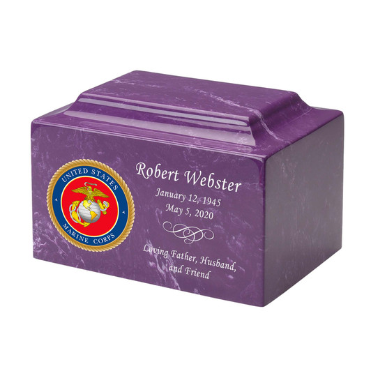 Marine Corps Classic Cultured Marble Cremation Urn