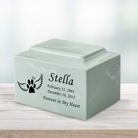 Paw Angel Wings Pet Classic Cultured Marble Cremation Urn