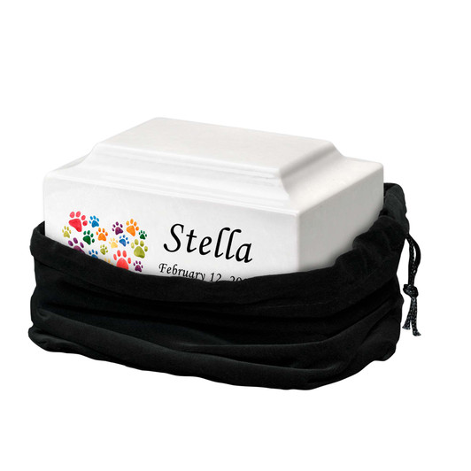 Paw Heart Watercolor Pet Classic Cultured Marble Cremation Urn