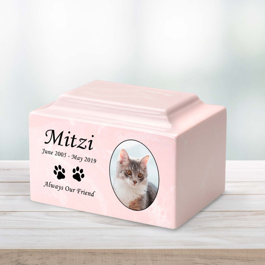 Cat Custom Photo Pet Classic Cultured Marble Cremation Urn