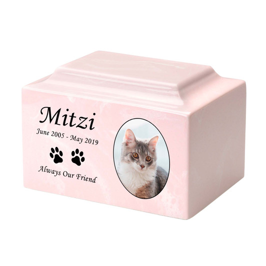 Cat Custom Photo Pet Classic Cultured Marble Cremation Urn