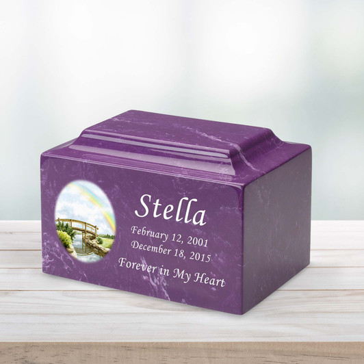 Rainbow Bridge Watercolor Pet Classic Cultured Marble Cremation Urn