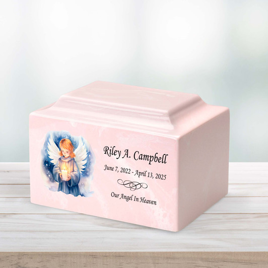 Angel Girl Baby Infant Child Watercolor Classic Cultured Marble Cremation Urn