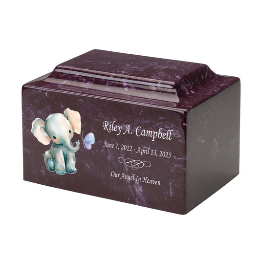 Baby Elephant Watercolor Baby Infant Child Watercolor Classic Cultured Marble Cremation Urn