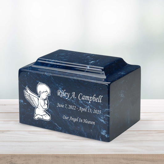 Angel Boy Baby Infant Child Classic Cultured Marble Cremation Urn