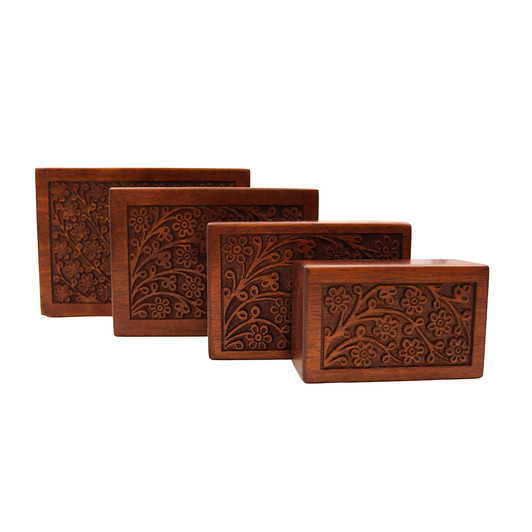 Flowing Tree Sheesham Wood Urns (Cases) - 4 Sizes