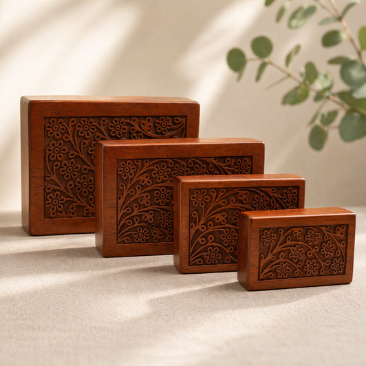Flowing Tree Sheesham Wood Urns (Cases) - 4 Sizes