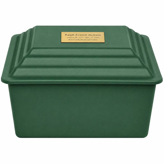Green Safeguard Cremation Urn Vault - Injection Molded ABS Burial Vault - Made in the U.S.A.