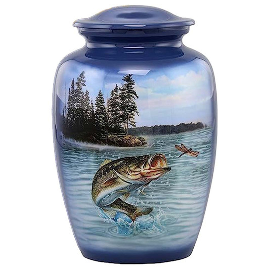 Bass Fishing Hand-Painted Cremation Urn