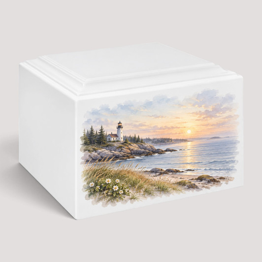 Lighthouse Sunset Stonewood Cremation Urn