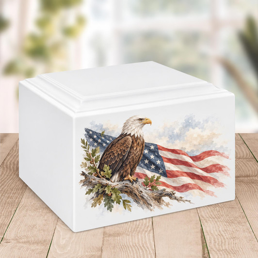 Valor Eagle Flag Stonewood Cremation Urn