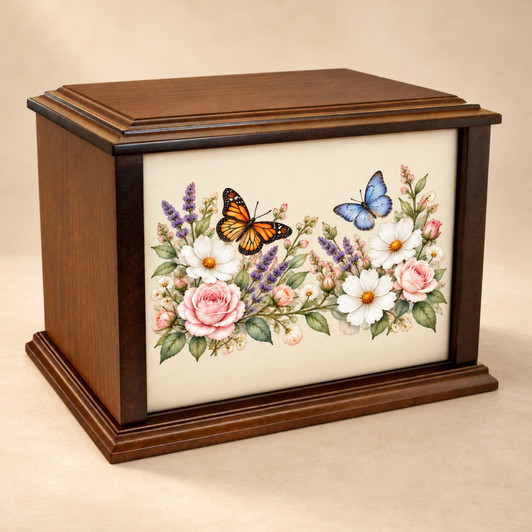 Butterfly Garden Eternal Reflections Wood Cremation Urn