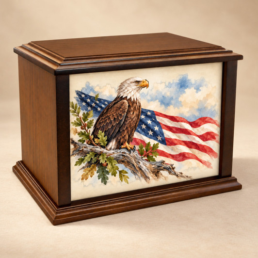Valor Eagle Eternal Reflections Wood Cremation Urn