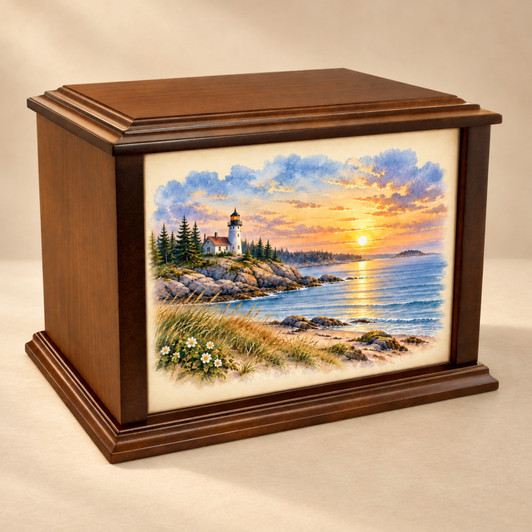 Lighthouse Sunset Eternal Reflections Wood Cremation Urn