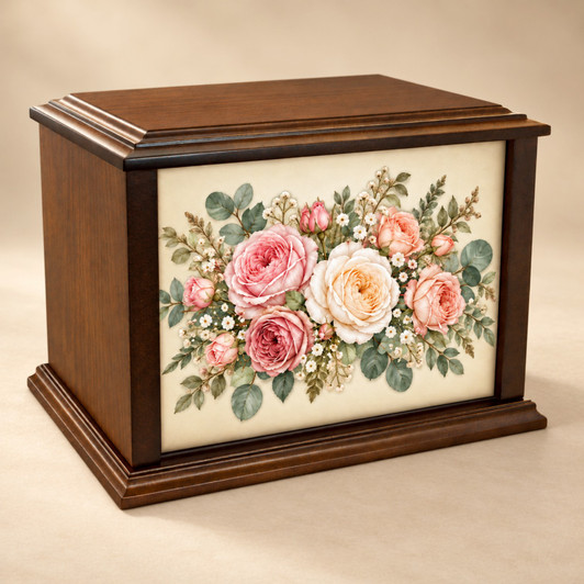 Rose Bouquet Eternal Reflections Wood Cremation Urn