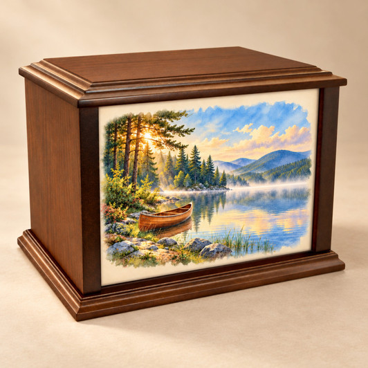 Sunrise Canoe Eternal Reflections Wood Cremation Urn