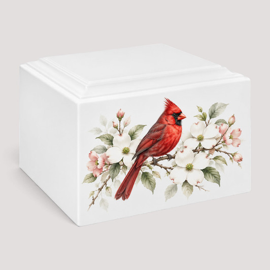 Floral Cardinal Stonewood Cremation Urn