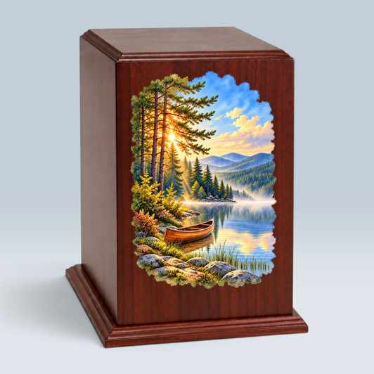 Sunrise Canoe Tower Wood Cremation Urn