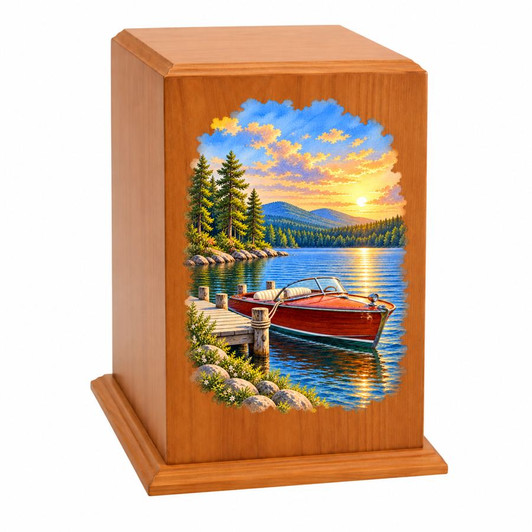 Runabout Lake Tower Cherry Wood Cremation Urn
