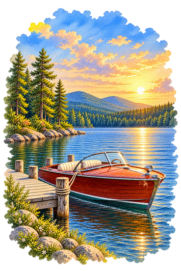 Runabout Lake Tower Cherry Wood Cremation Urn