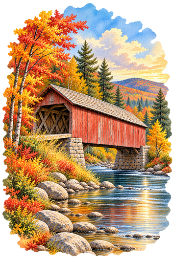 Covered Bridge Tower Cherry Wood Cremation Urn