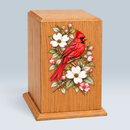 Hummingbird Glory Tower Wood Cremation Urn