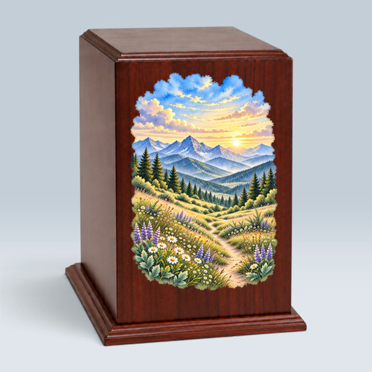 Mountain Meadow Tower Wood Cremation Urn