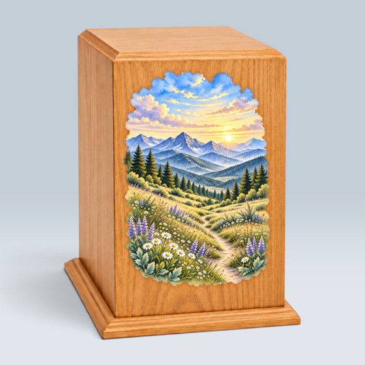 Mountain Meadow Tower Wood Cremation Urn