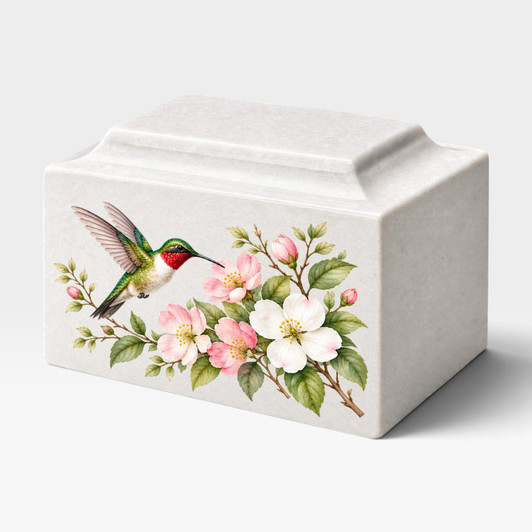 Hummingbird Glory Classic MacKenzie Cultured Marble Cremation Urn