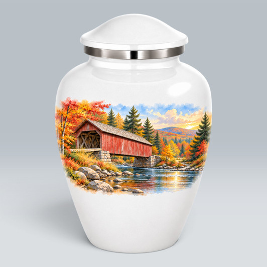 Fall Covered Bridge Homage Cremation Urn