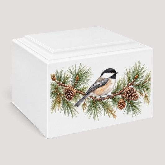 Chickadee Pine Stonewood Cremation Urn