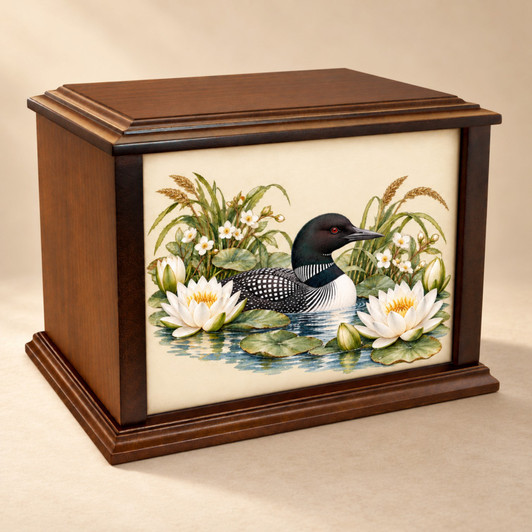 The Loon Eternal Reflections Wood Cremation Urn
