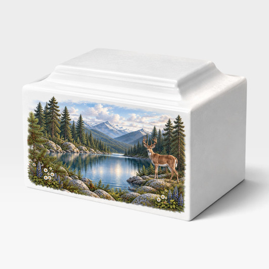 Deer & Mountain Classic MacKenzie Cultured Marble Cremation Urn