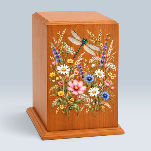 Dragonfly Summer Tower Wood Cremation Urn