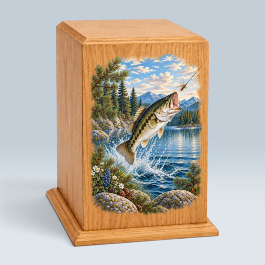 Fishing at Dawn Tower Wood Cremation Urn