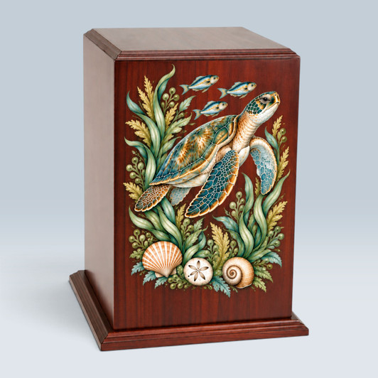 Sea Turtle Tower Wood Cremation Urn