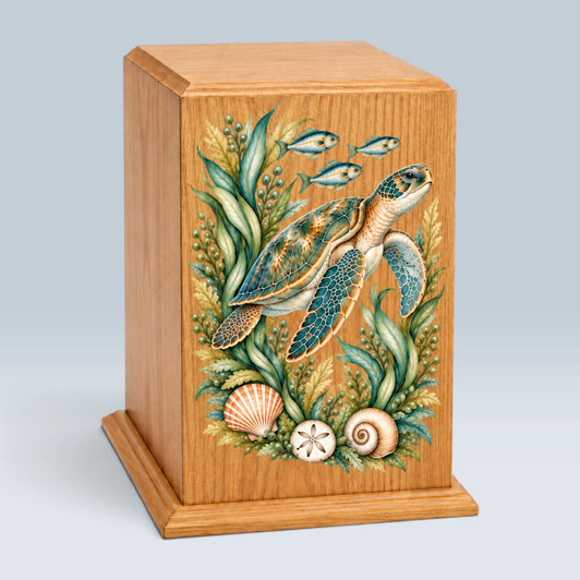 Sea Turtle Tower Wood Cremation Urn