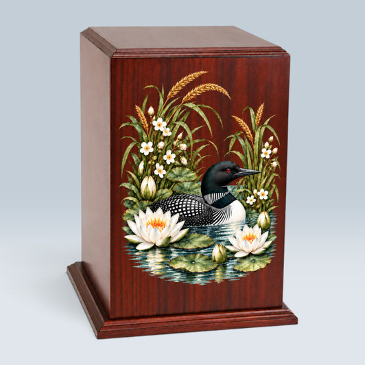 The Loon Tower Wood Cremation Urn
