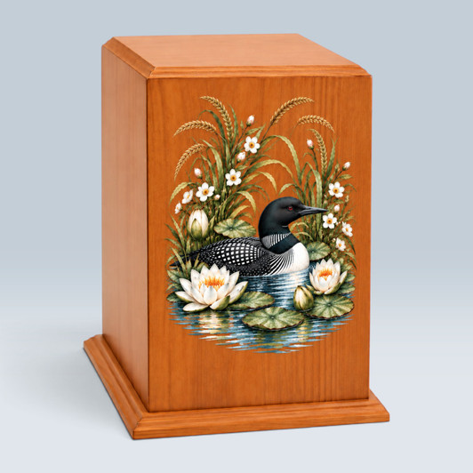 The Loon Tower Wood Cremation Urn