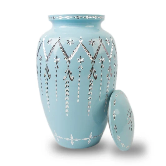 Robins Egg Blue Garland Drop Cremation Urn