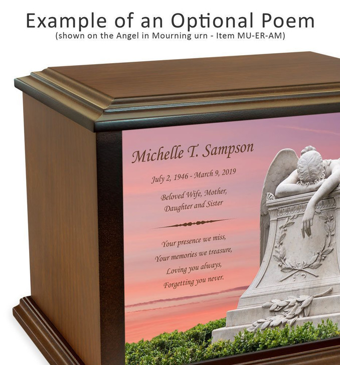 Angel with Flowers Eternal Reflections Wood Cremation Urn