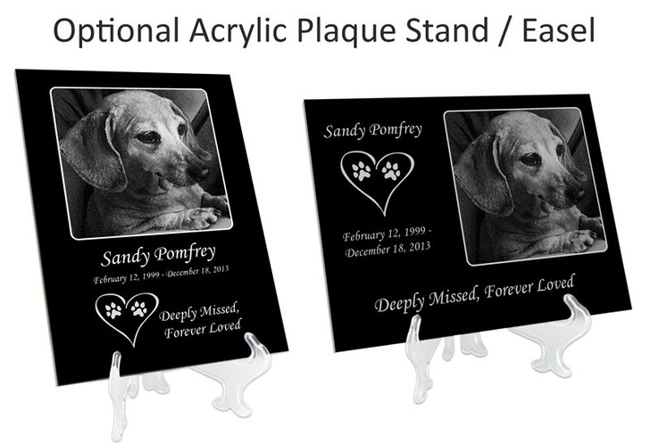 Ascending Dog Prints Laser-Engraved Pet Black Granite Memorial Plaque