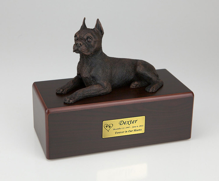 Bronze Boston Terrier Dog Figurine -Simply Walnut- Pet Urn - 412