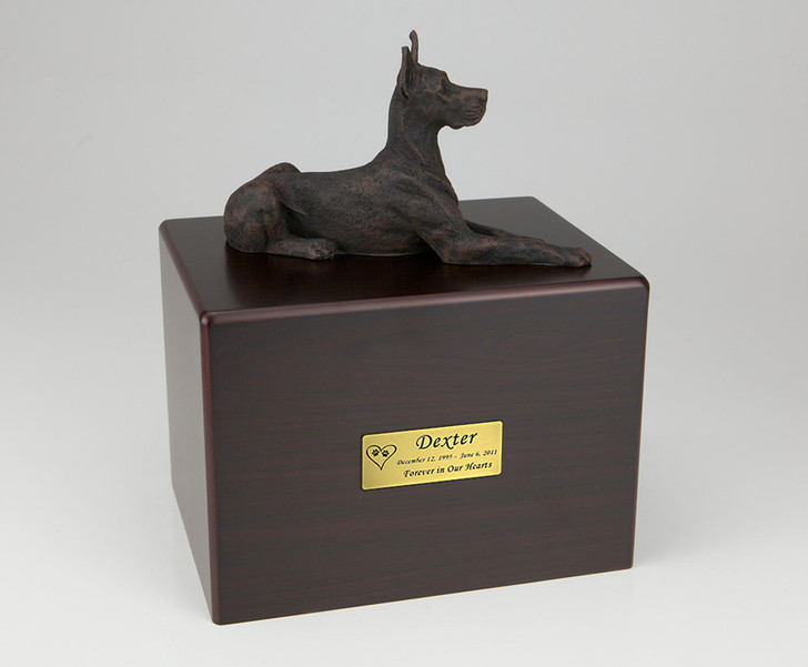 Bronze Great Dane Dog Figurine -Simply Walnut- Pet Cremation Urn - 434
