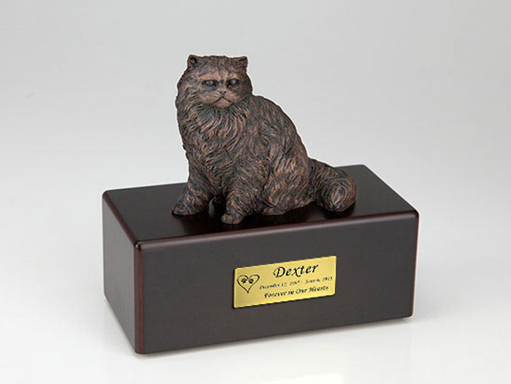 Bronze Persian Cat Figurine -Simply Walnut- Pet Cremation Urn - 401