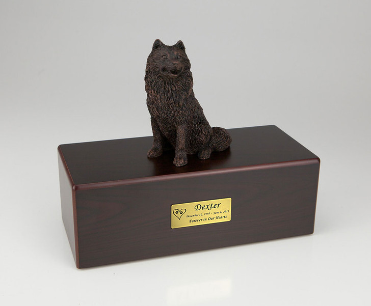 Bronze Samoyed Dog Urn - Simply Walnut - 454