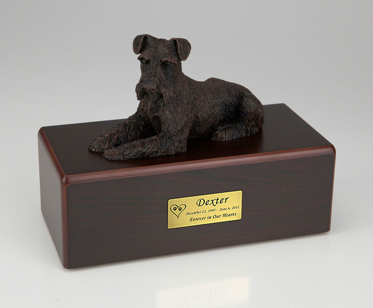 Bronze Schnauzer Dog Figurine -Simply Walnut- Pet Cremation Urn - 456