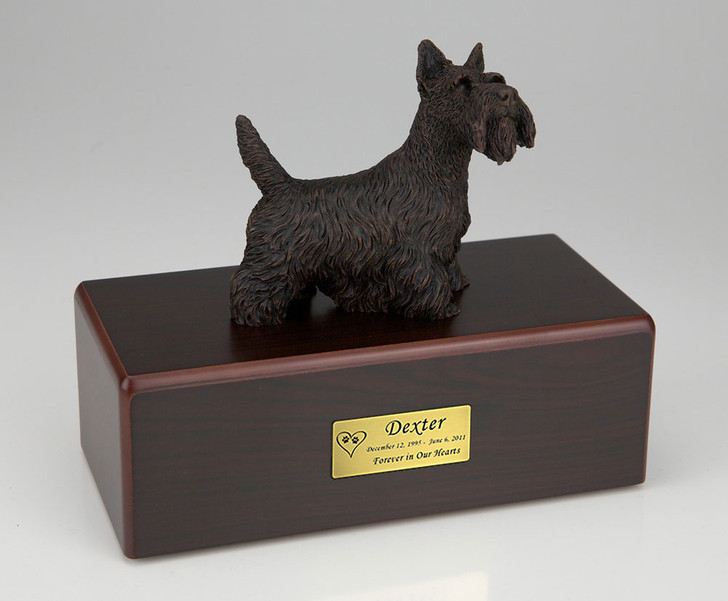 Bronze Scottish Terrier Dog Urn - Simply Walnut - 457